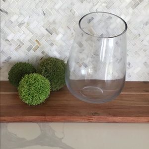 Glass Vase With Three Green Decorative Balls